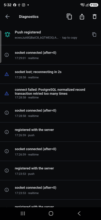 Diagnostics log