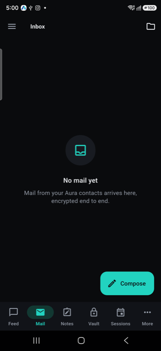 Aura Mail inbox