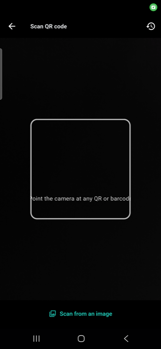 QR code scanner screen
