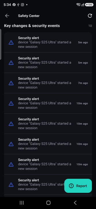 Security events timeline