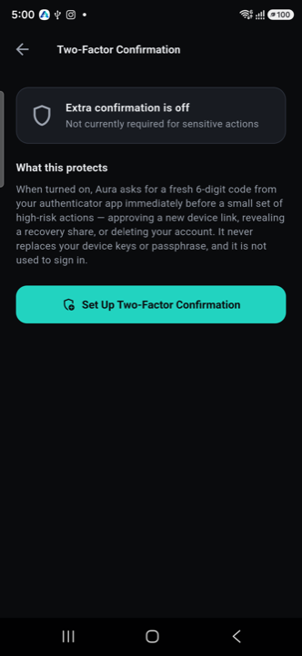 Two-factor authentication setup